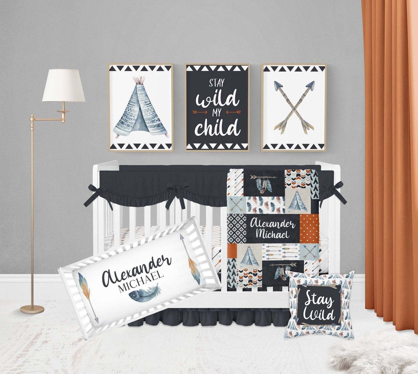Personalized Stay Wild Boho Baby Flannel Blanket