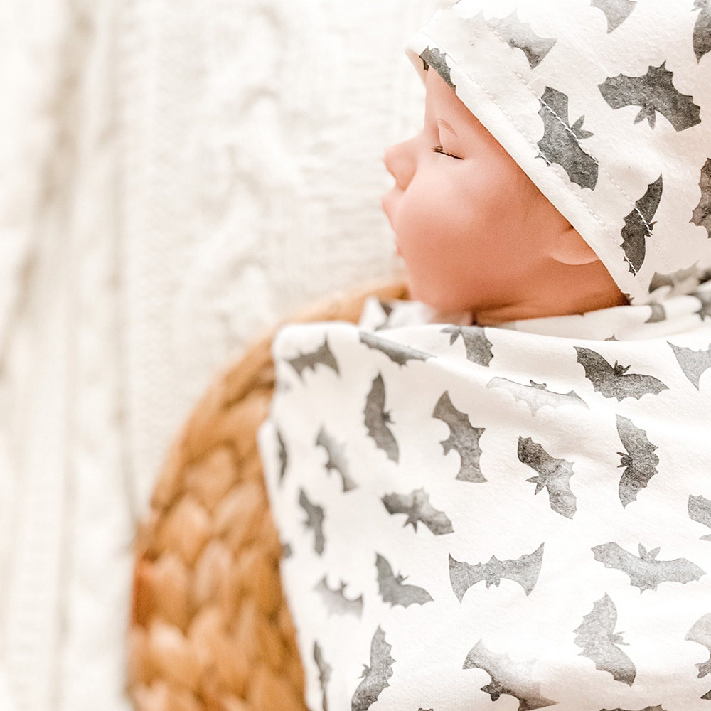 Watercolor Bat Swaddle Hat 2 Pcs Sets