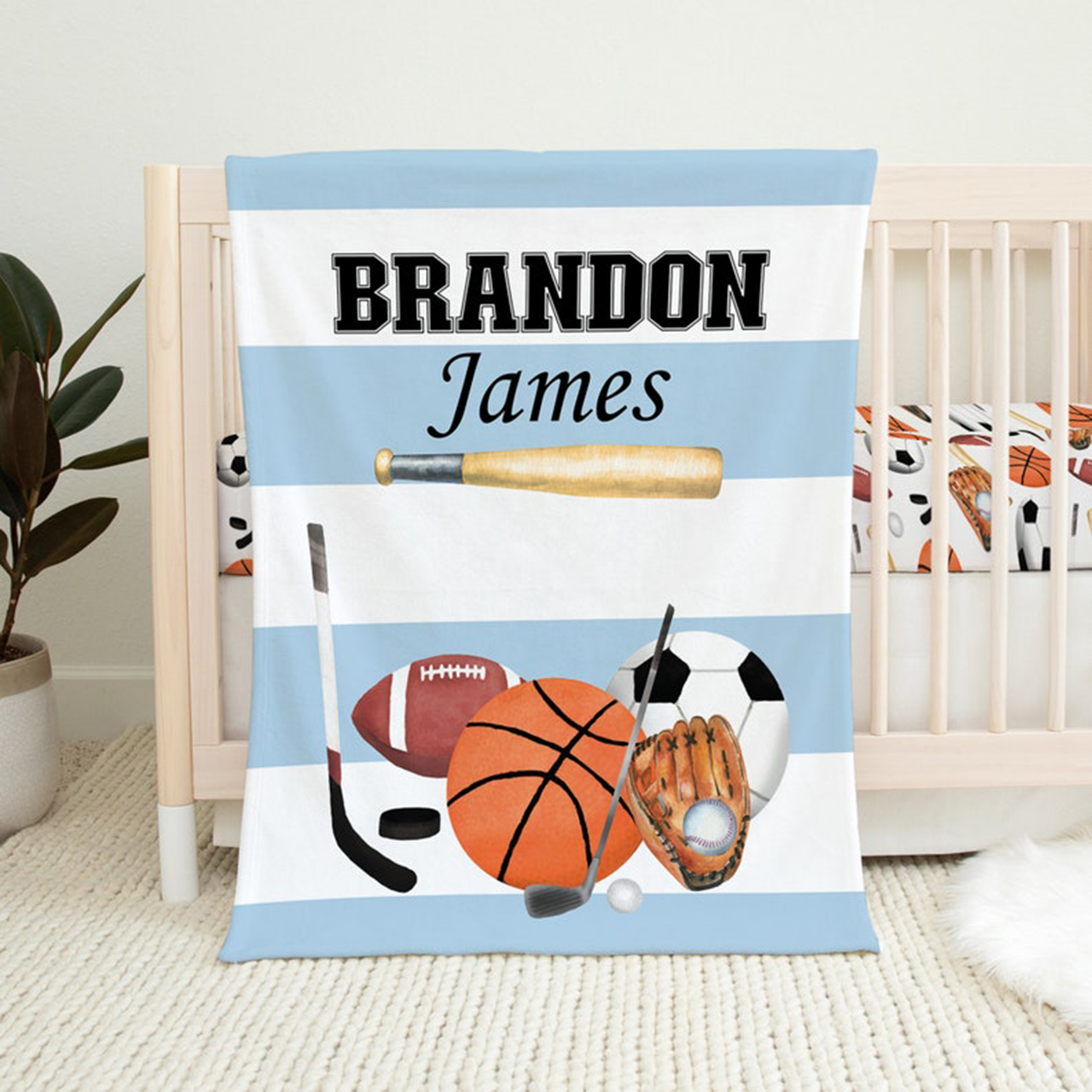 Personalized Sports Baby Flannel Blanket