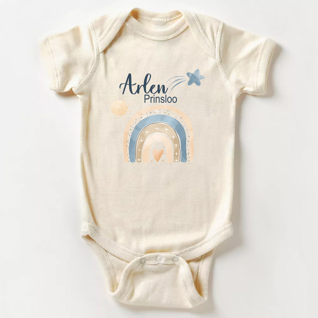 Rainbow Heart Name Custom Baby Bodysuit