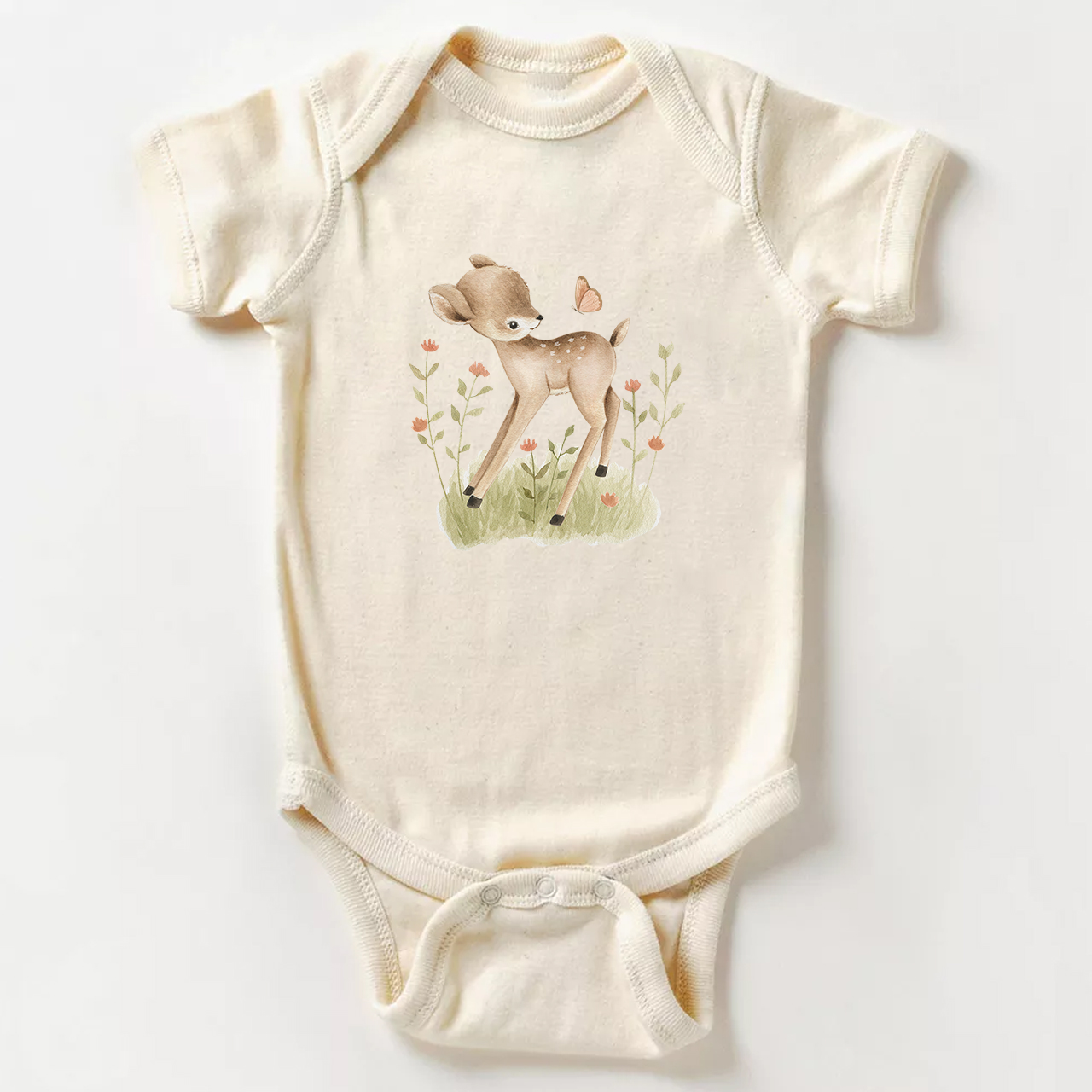 Deer And Butterfly Baby Bodysuit