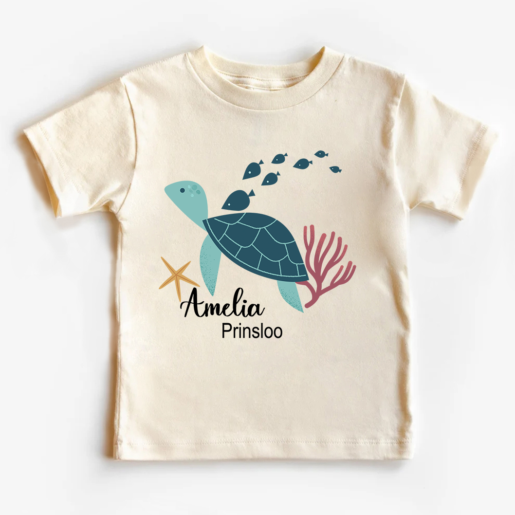 Personalized Turtle And Starfish Kids T-Shirt
