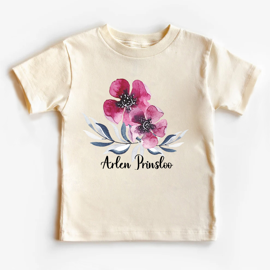 Personalized Ink Flowers Kids T-Shirt