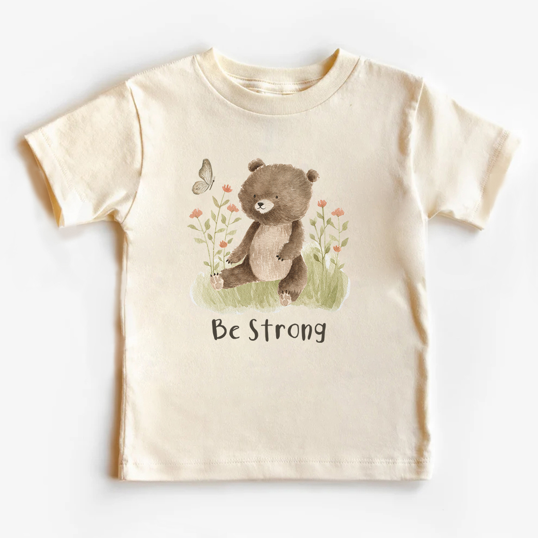 Be Strong Little Bear And Butterfly Kids T-Shirt