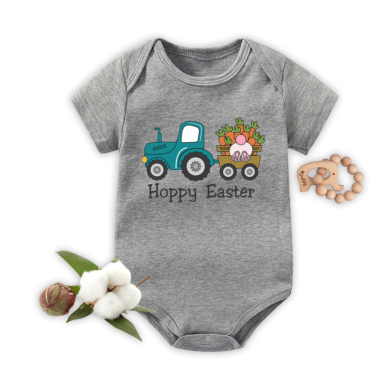 Truck With Carrot Rabbit Lover Easter Bodysuit For Baby
