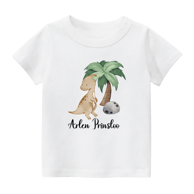 Personalized Dinosaurs Under The Coconut Tree With Kids Name T-Shirt
