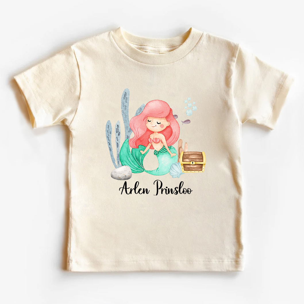 Personalized Mermaid Princess With Kids Name T-Shirt