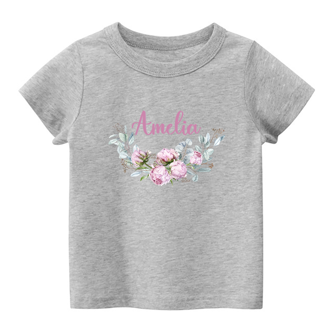 Personalized Purple Peony Shirt For Kids