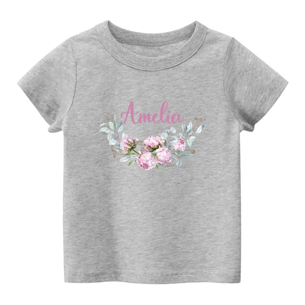 Personalized Purple Peony Shirt For Kids