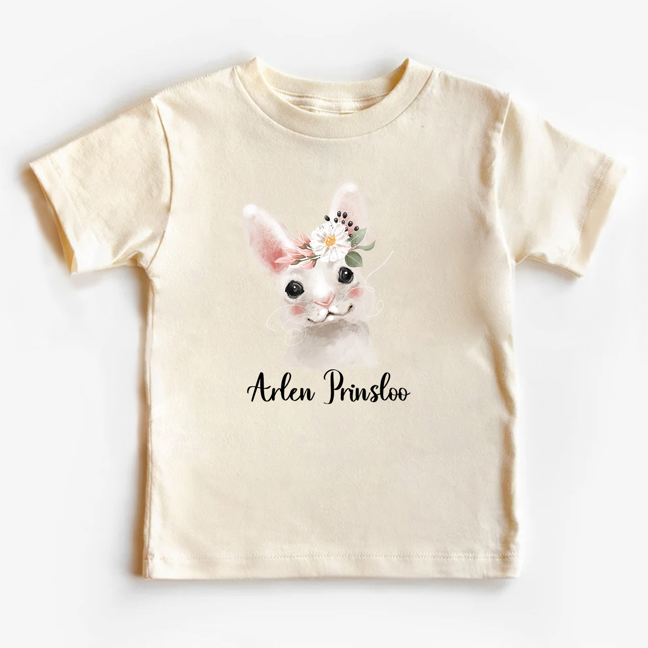 Personalized Watercolor Tilted Rabbit Shirt For Kids