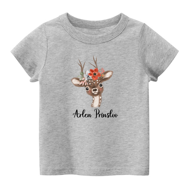 Personalized Watercolor Deer Shirt For Kids