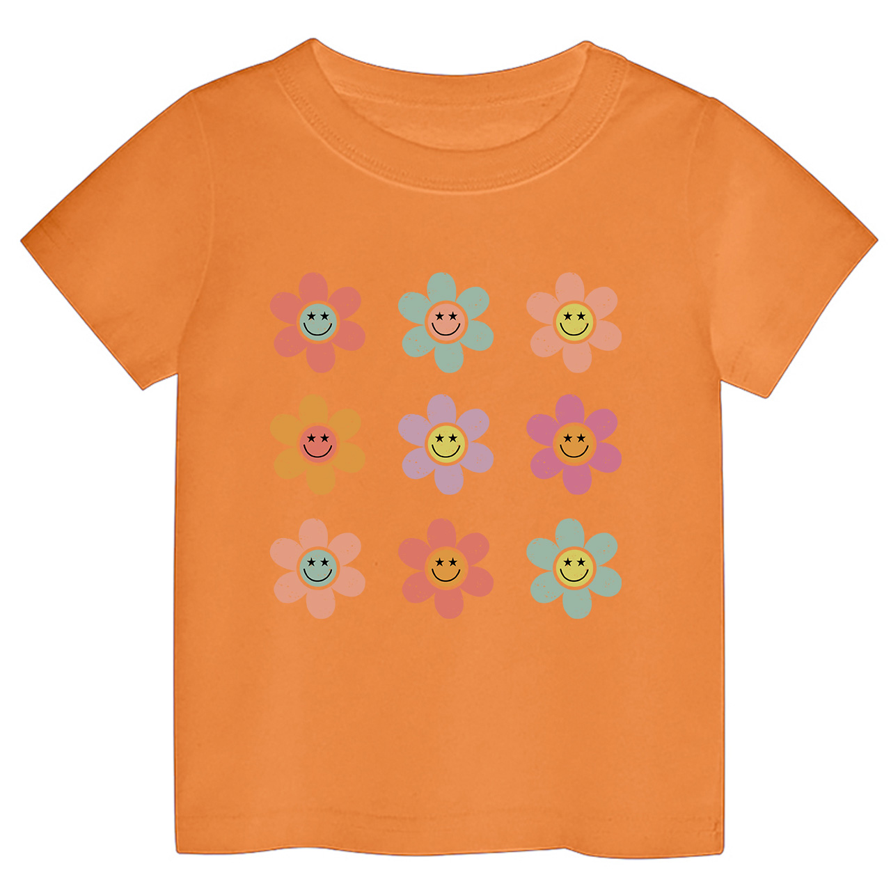 Happy Face Flowers Summer Kids T-Shirts