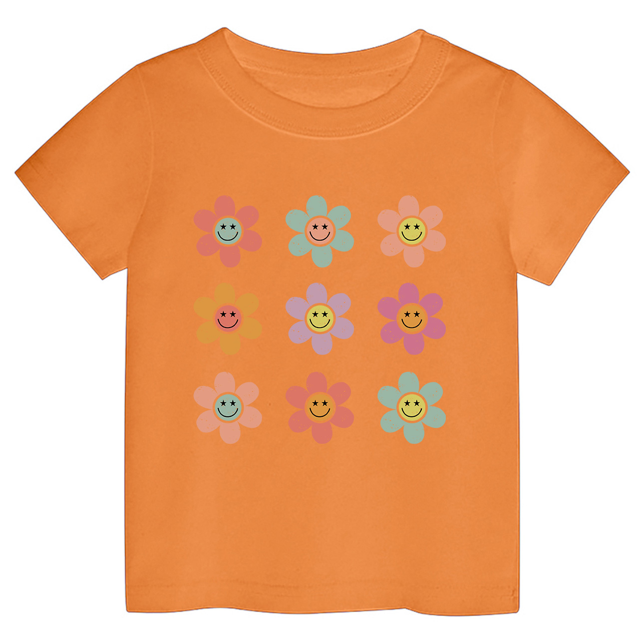 Happy Face Flowers Summer Kids T-Shirts