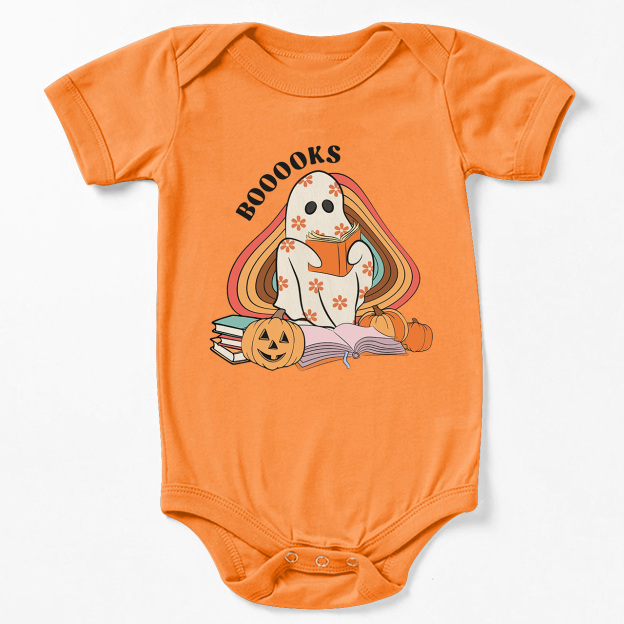 Retro Books Ghost Halloween Baby Bodysuit