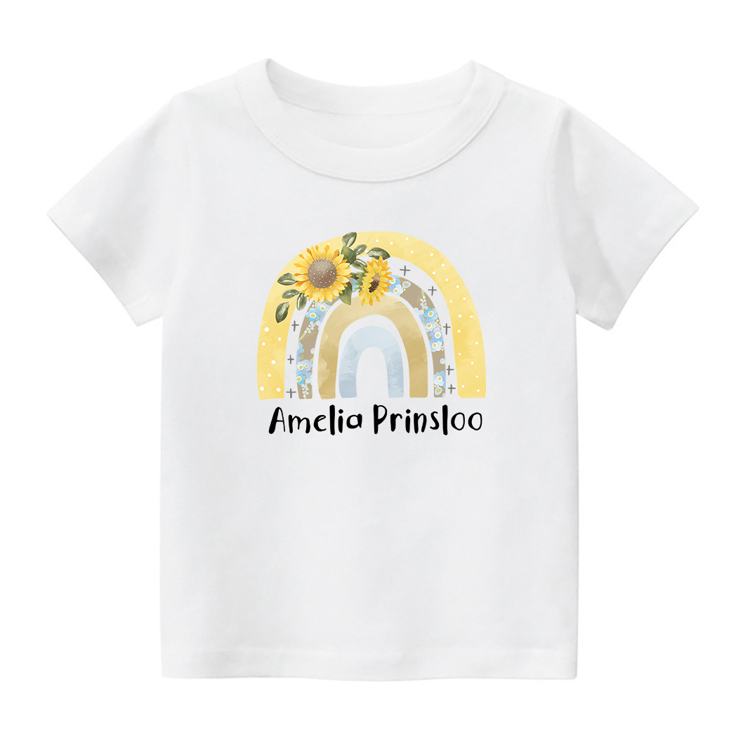 Personalized Yellow Rainbow Kids T-Shirt