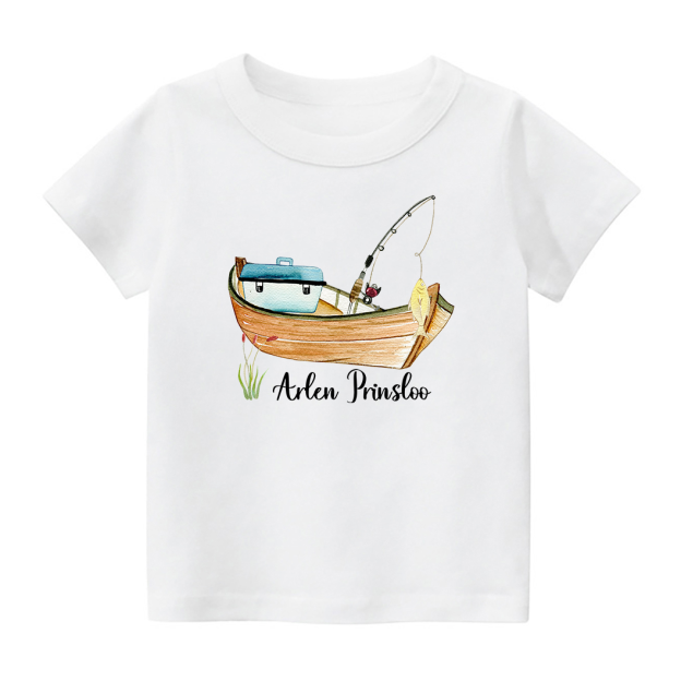 Personalized Boat Fishing Kids Name T-Shirt