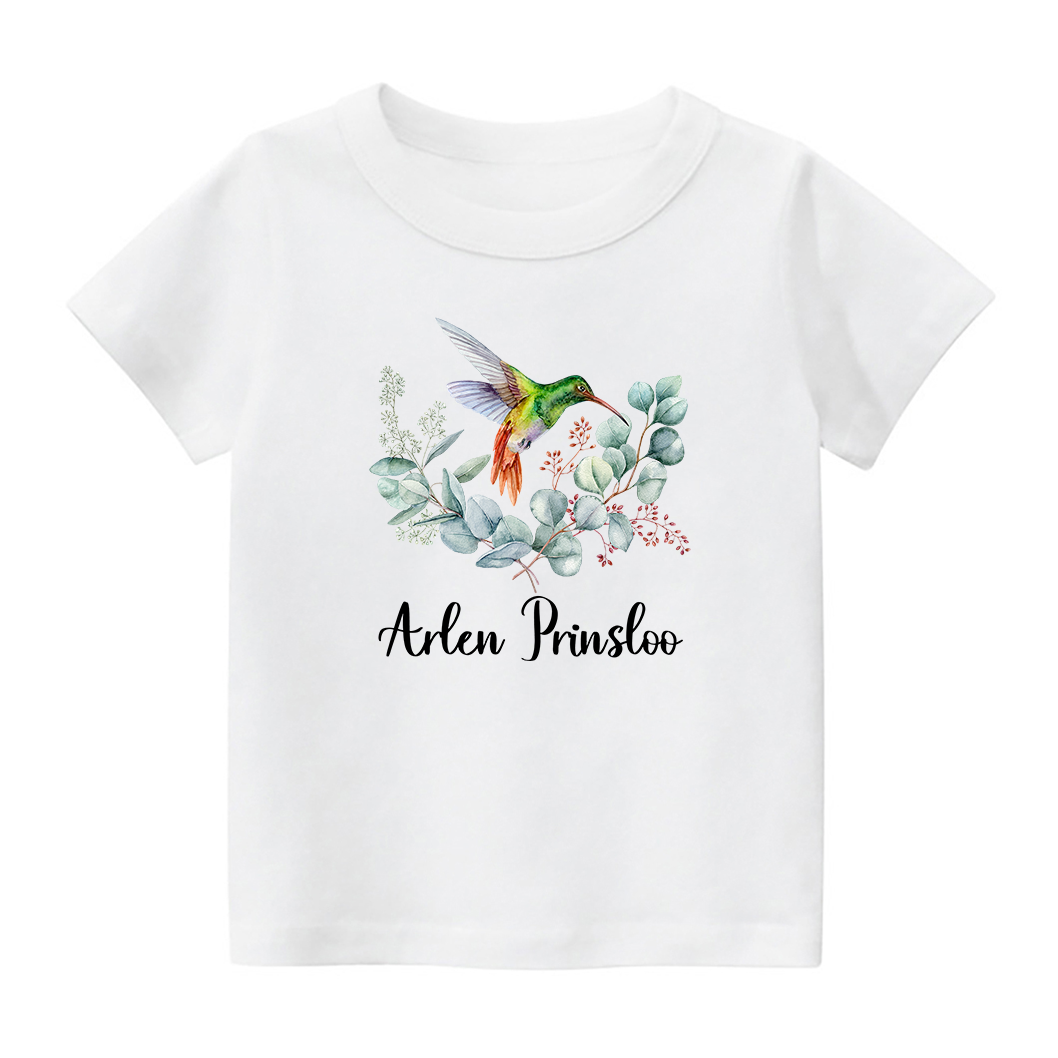 Personalized Hummingbird In The Flowers Kids T-Shirt