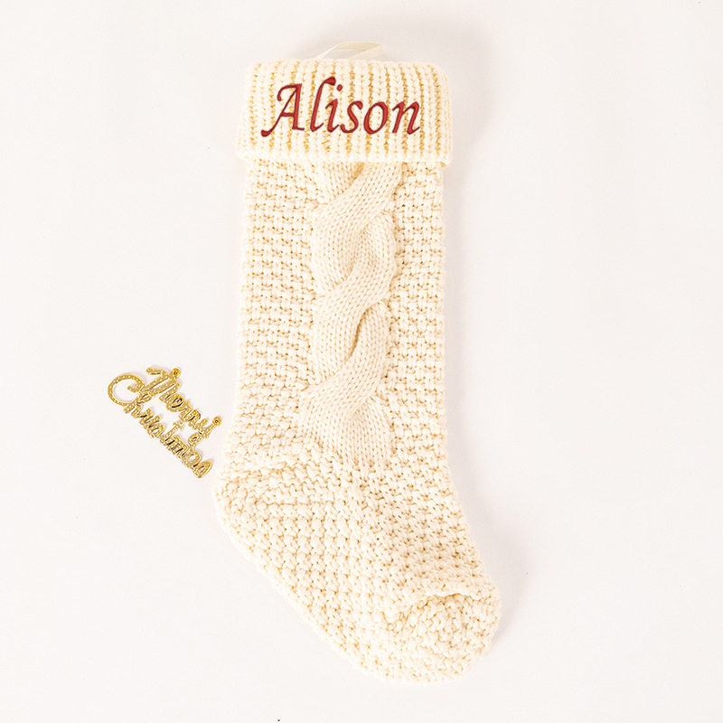 Red&Oatmeal Personalized Knit Christmas Family Stocking
