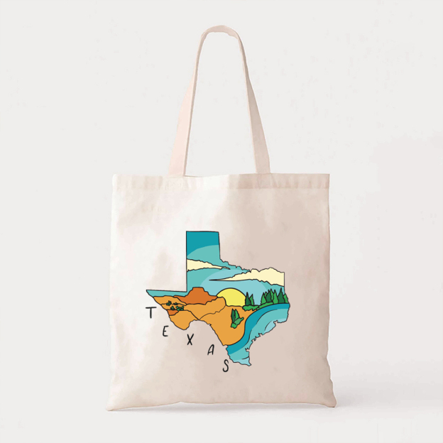 Texas State Landscape Map Tote Bag
