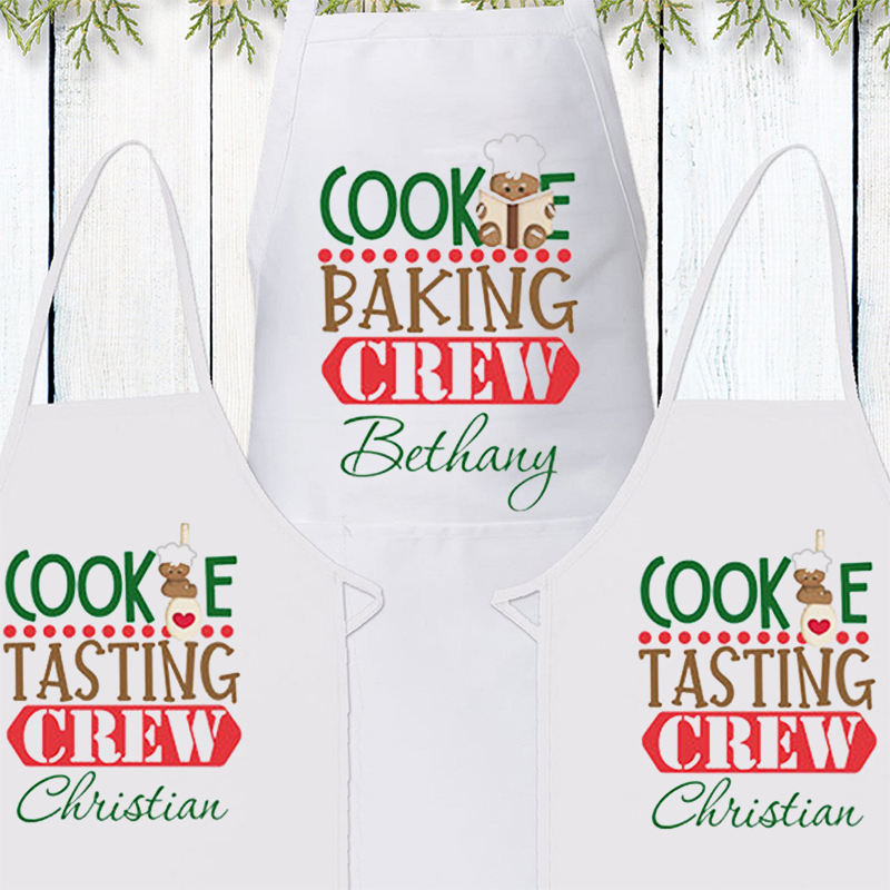 Cookie Baking Crew Christmas Apron Sets For Adult&Kids