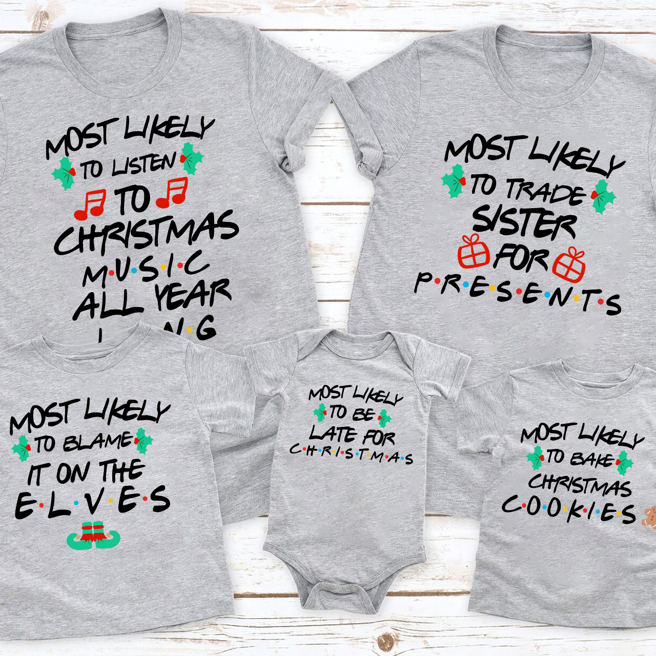Friends Font Christmas Family Matching Shirt