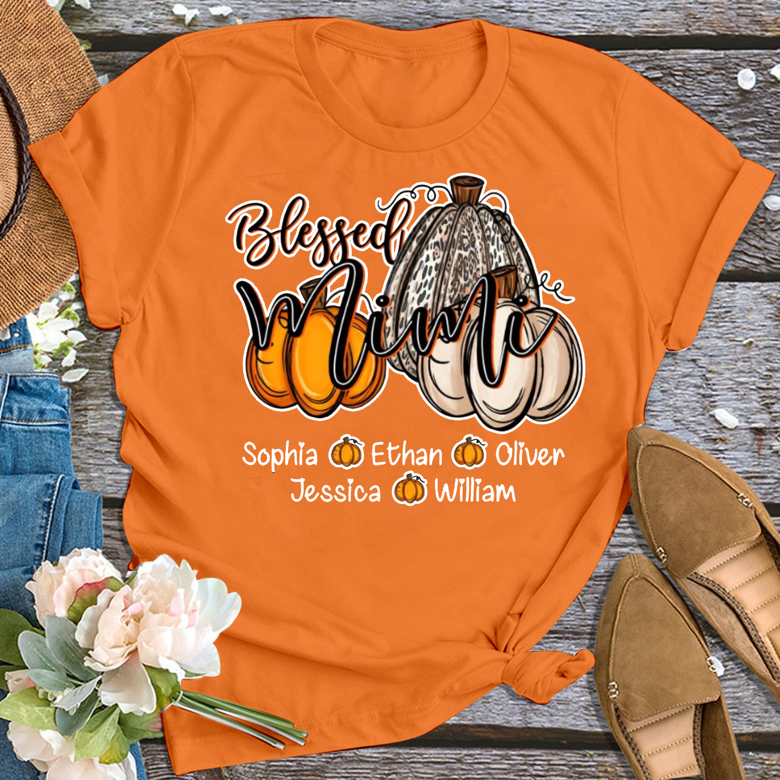 Pumpkin Thanksgiving Personalized Grandma Shirt 