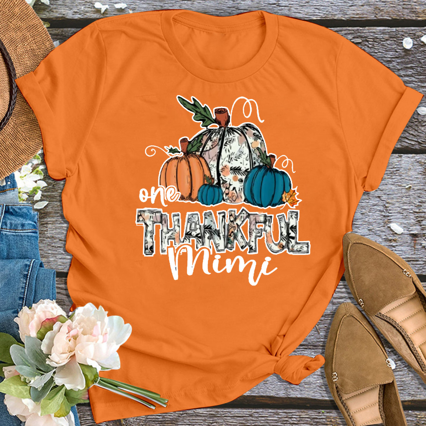 One Thankful Mimi Thanksgiving Personalized Grandma Shirt 