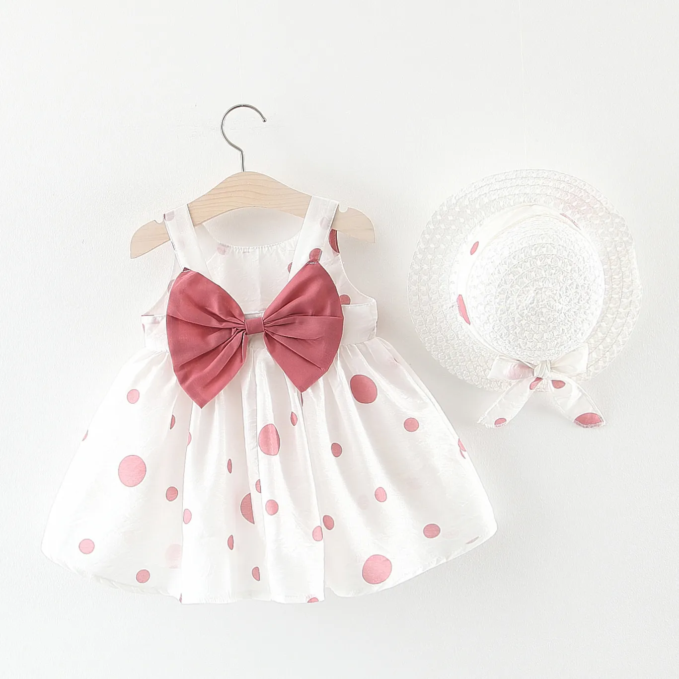 Baby Girl Summer Polka Dot Dress with Sun Hat