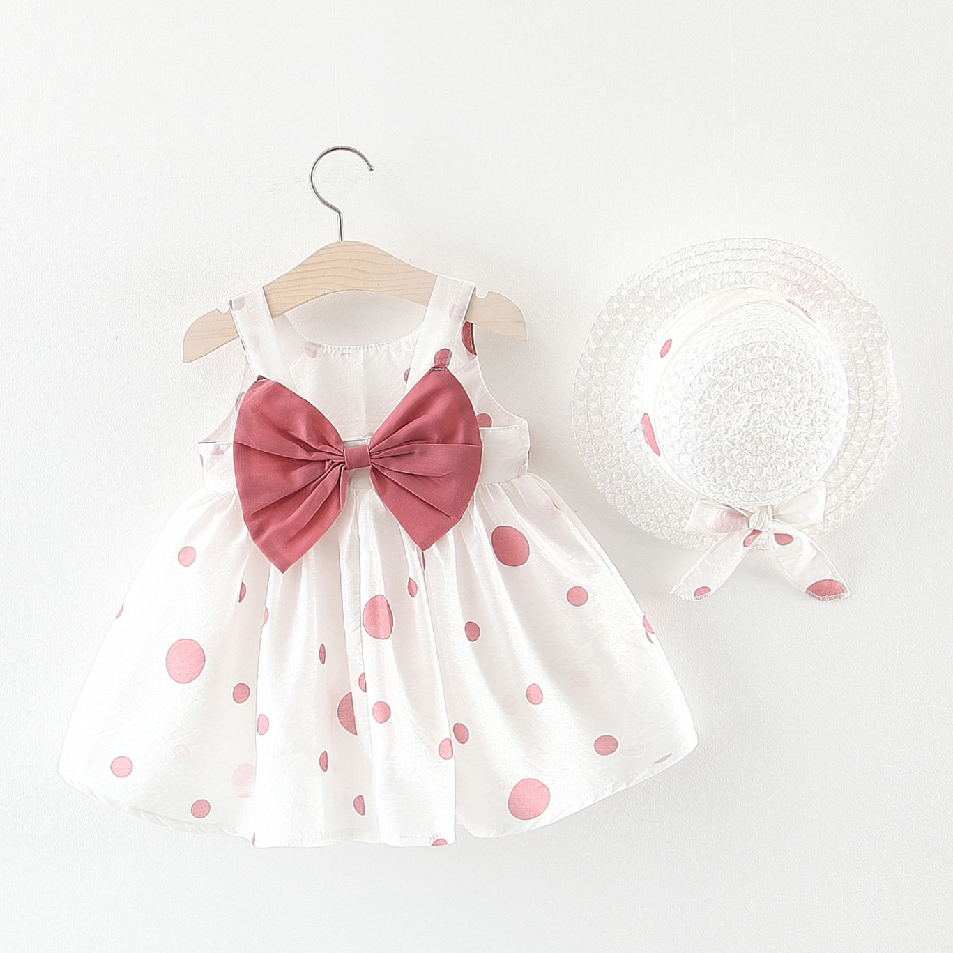 Baby Girl Summer Polka Dot Dress with Sun Hat