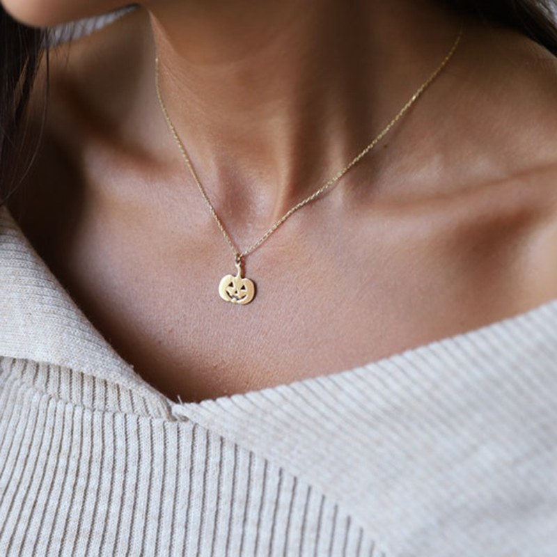 Dainty Pumpkin Halloween Gift Necklace Pumpkin Jewelry