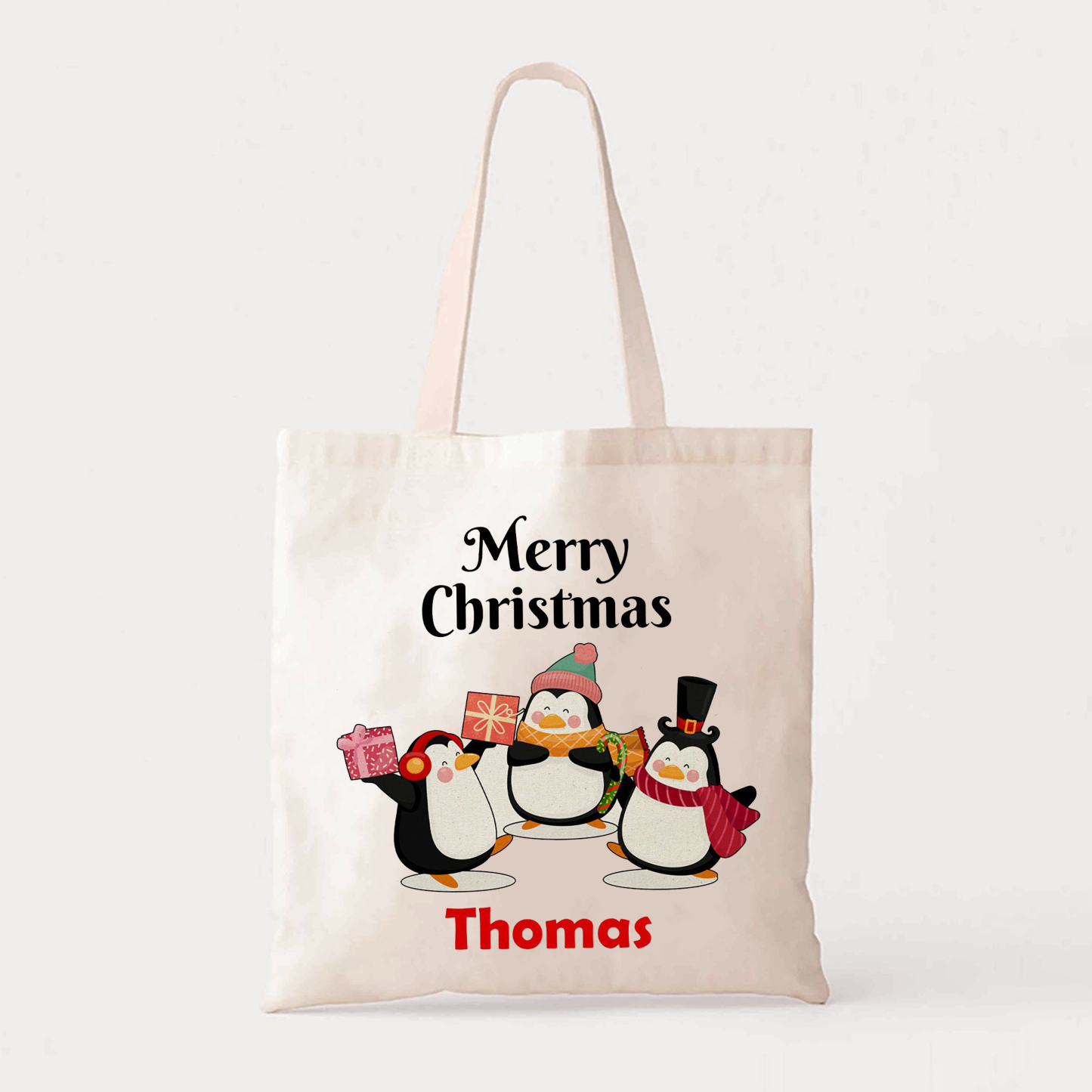 Penguins and Gifts Christmas Tote Bag