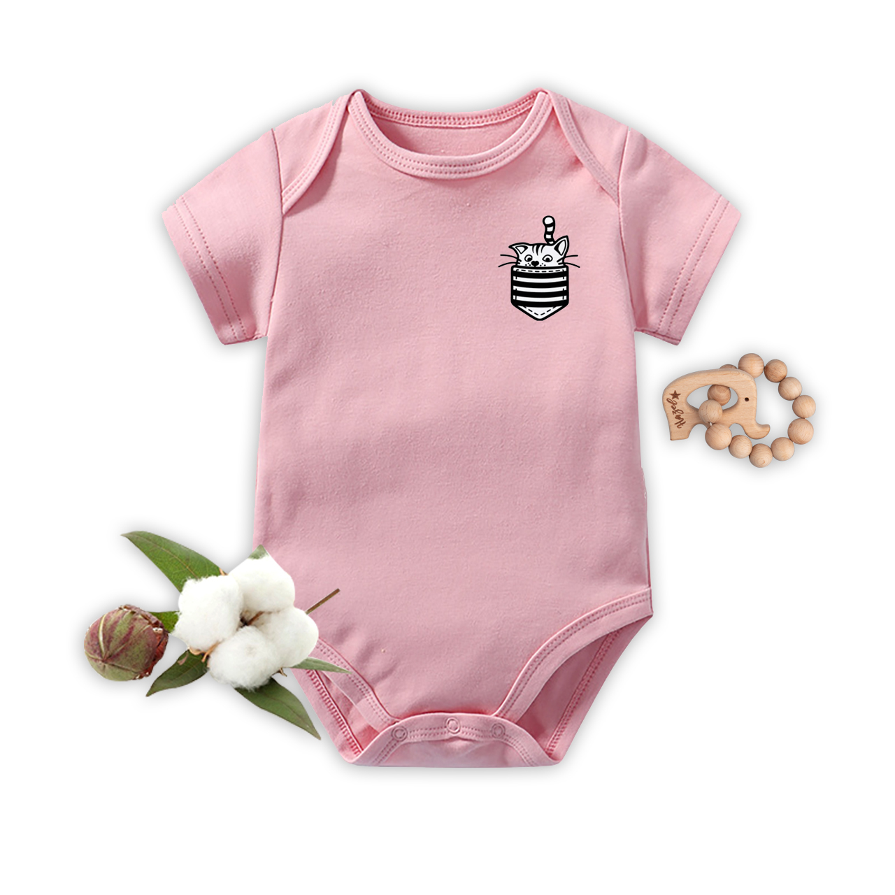 Pocket Cat,Baby Bodysuit