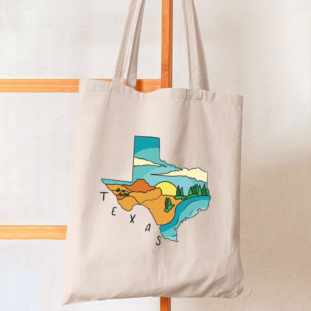 Texas State Landscape Map Tote Bag