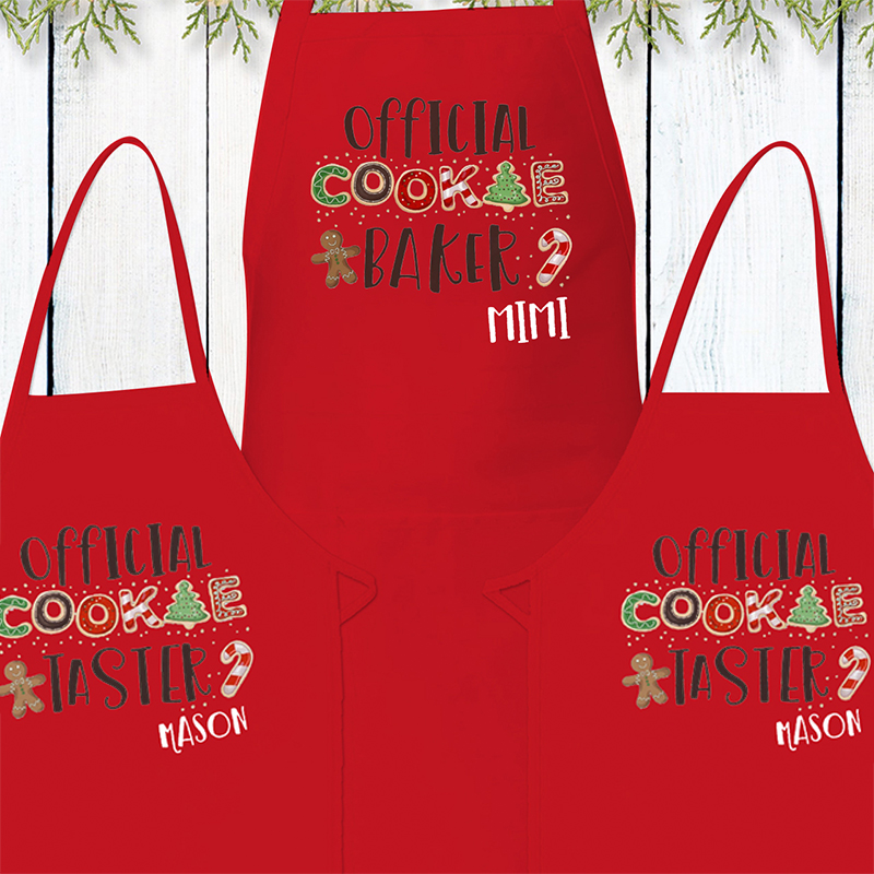 Official Cookie Baker Christmas Apron Sets For Adult&Kids