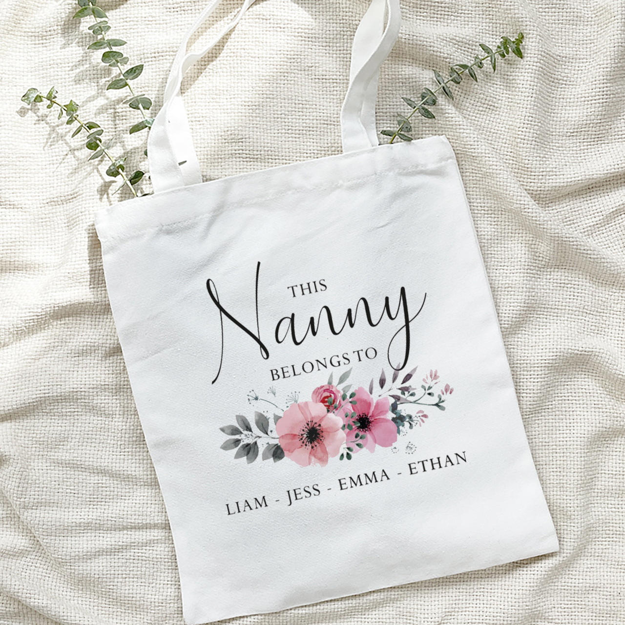 Personalized Mother's Day Tote Bag (Florals)