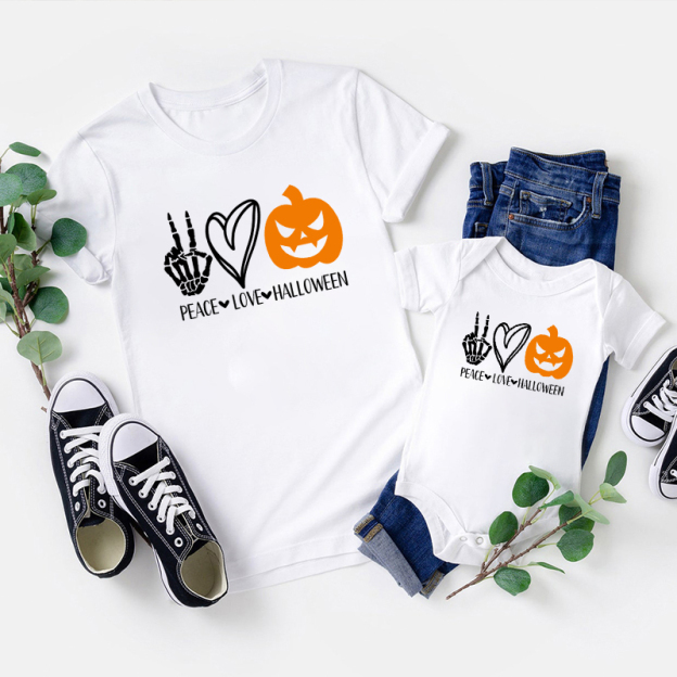 Peace Love Halloween Family Matching Shirts