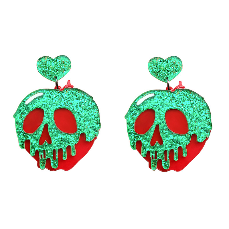 Halloween Skull Heart Acrylic  Earring 