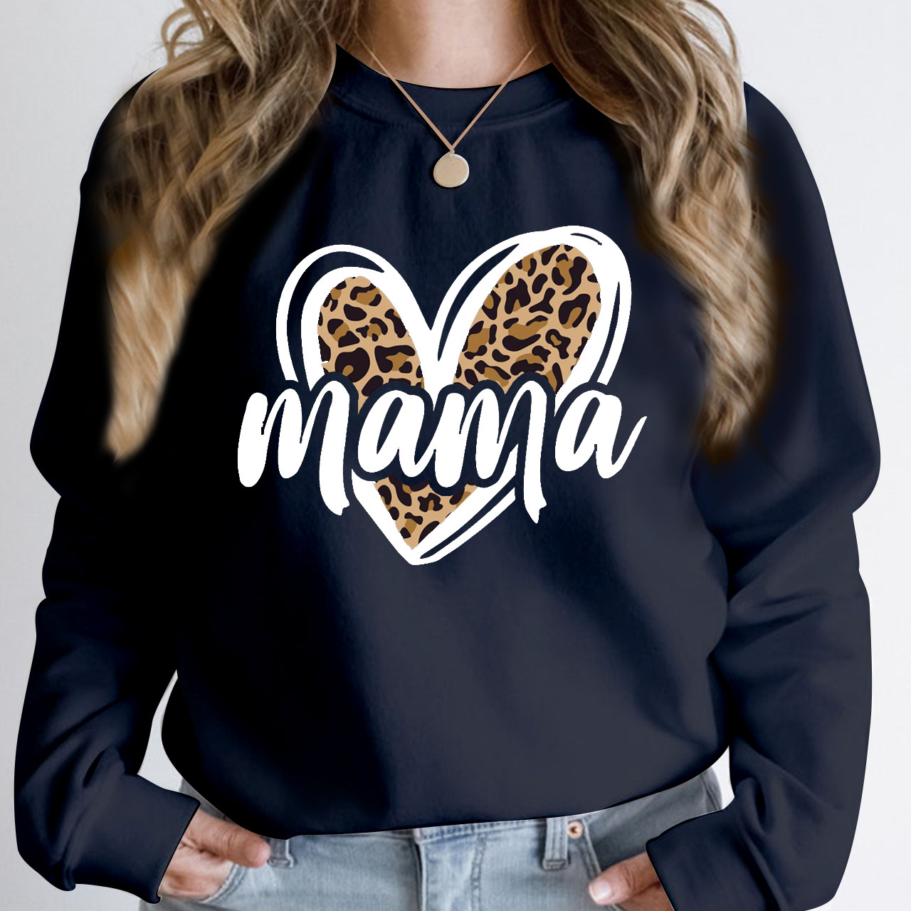 Leopard Print Heart Mom Sweatshirt
