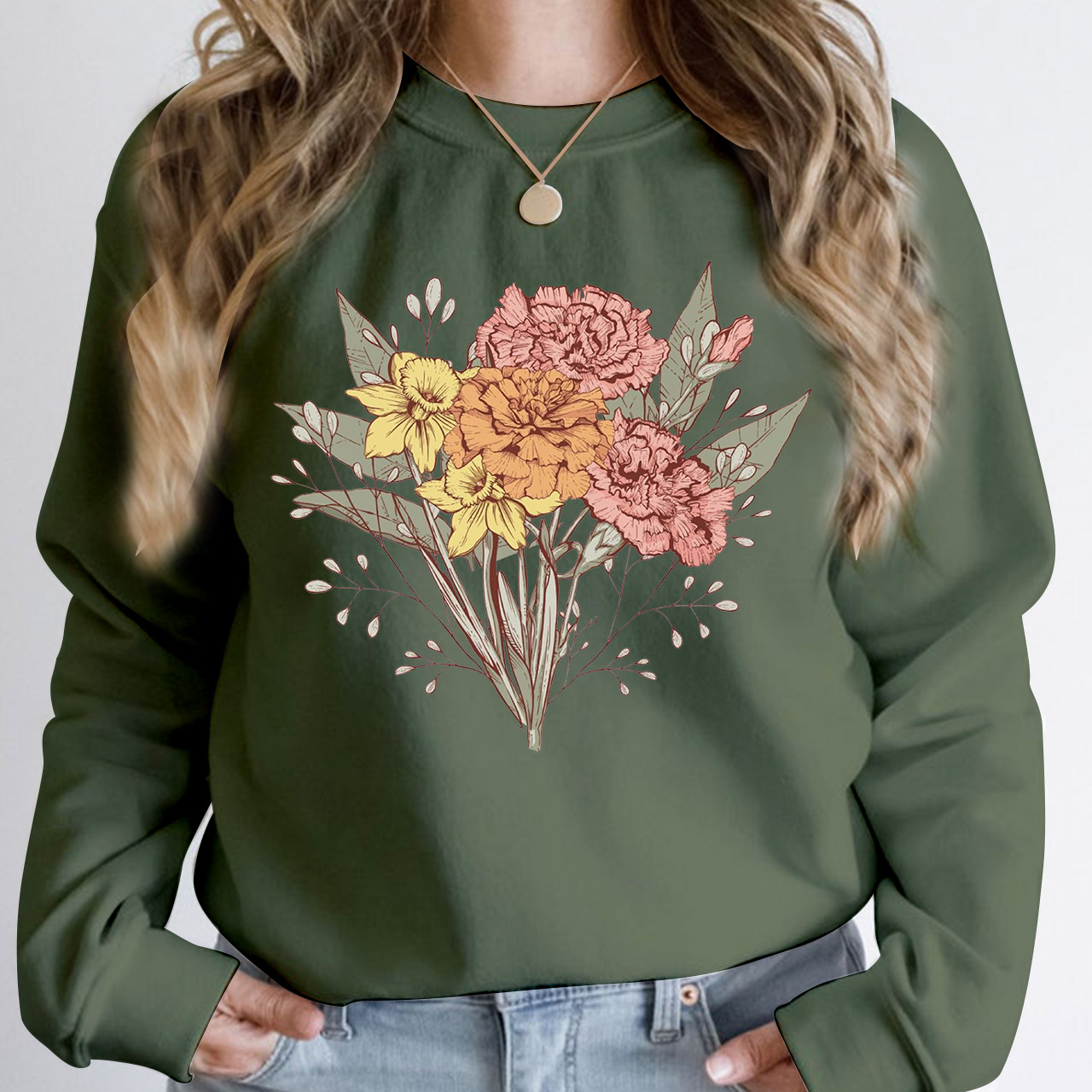 Personalized Birth Flower Family Bouquet Sweatshirt
