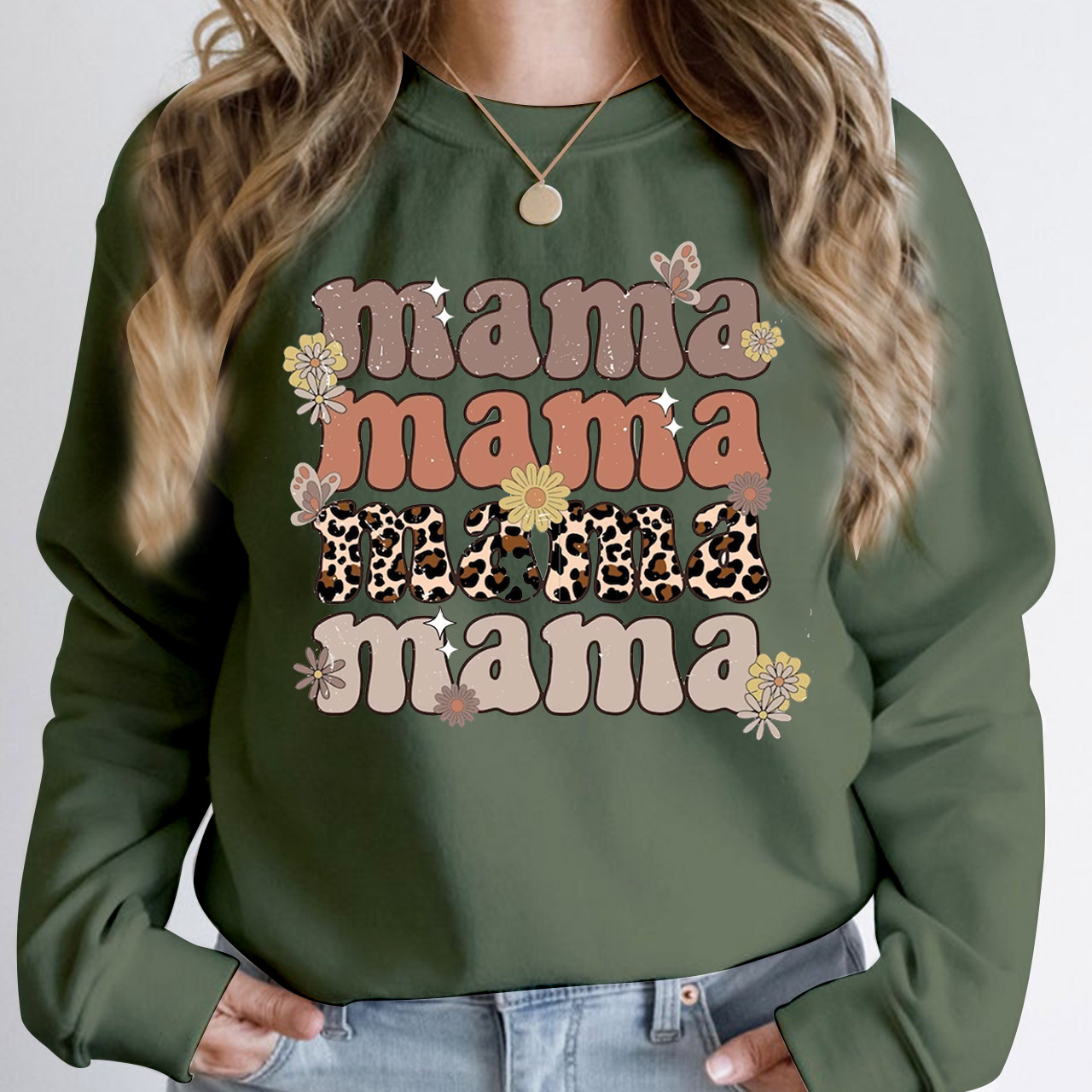 Leopard Mama Retro Flower Sweatshirt