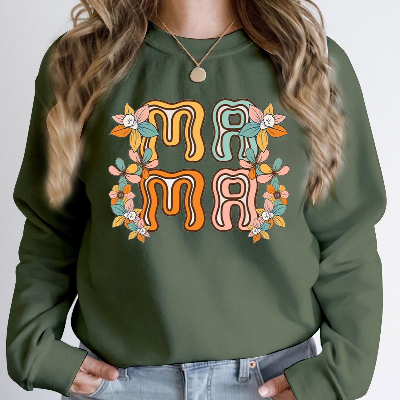 Retro Flowers Vintage Mama Sweatshirt