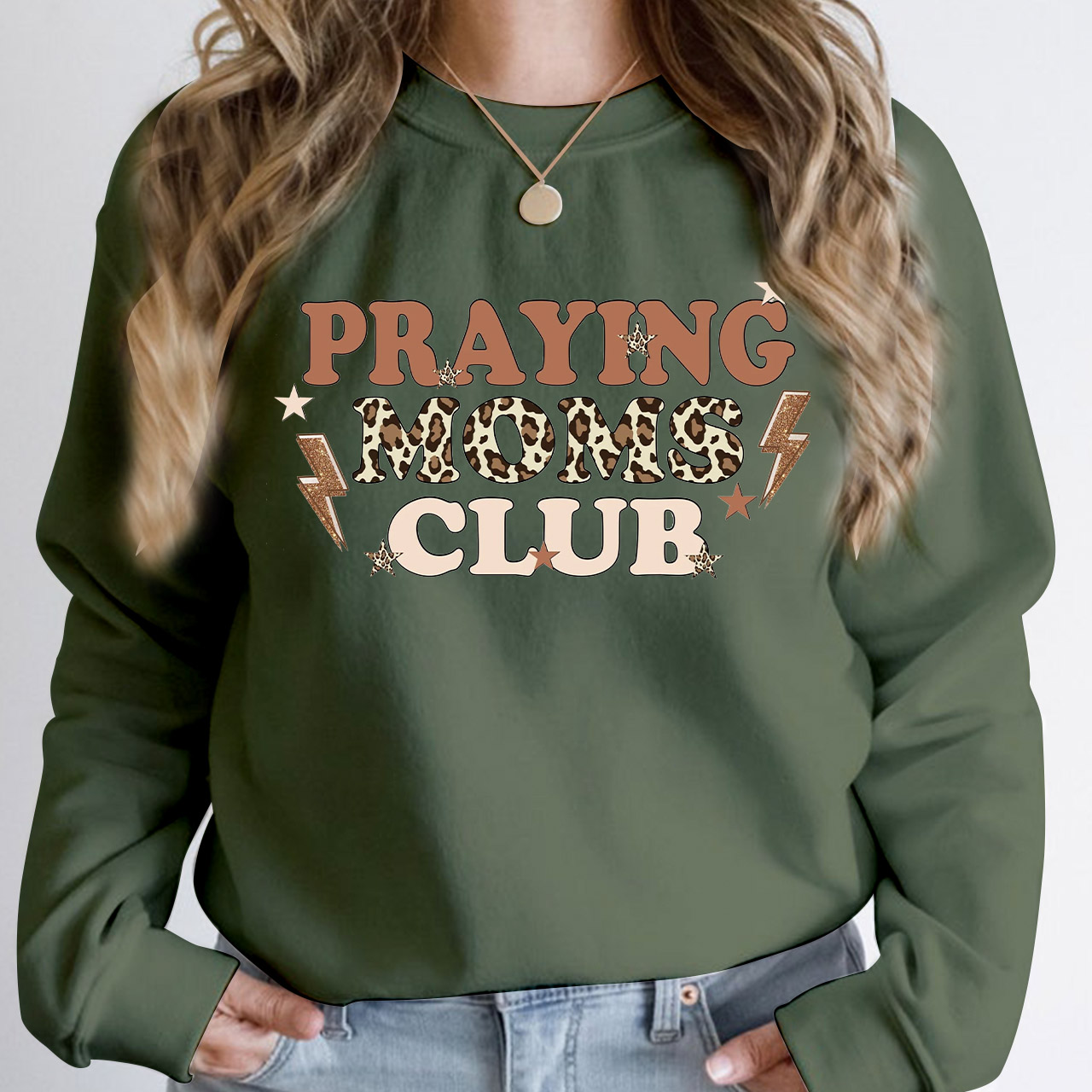 Leopard Print  Praying Moms Club Sweatshirt