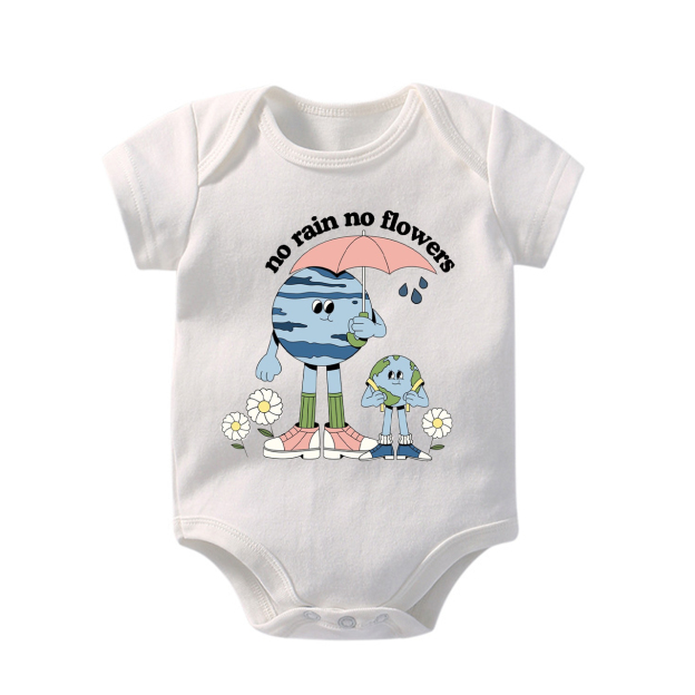 No Rain No Flowers Earth Day Bodysuit For Baby