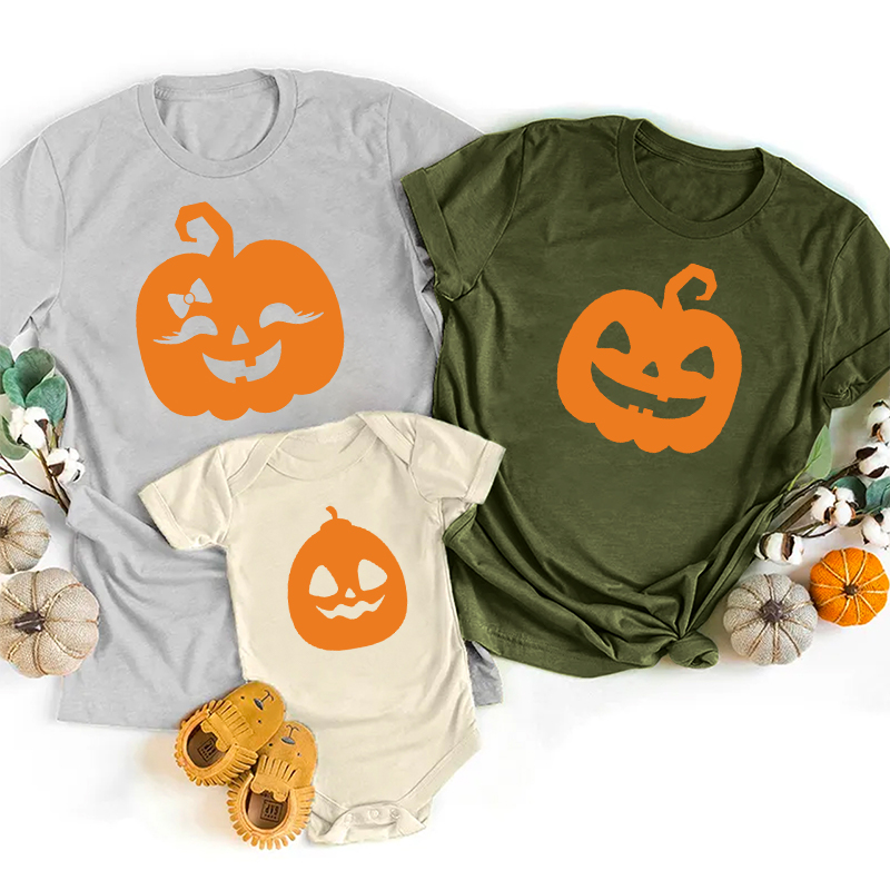 Halloween Pumpkin Face Family Matching Shirts