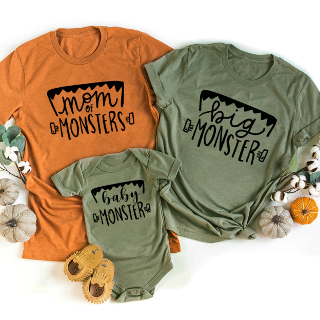 Halloween Jagged Monsters Family Matching T-Shirts
