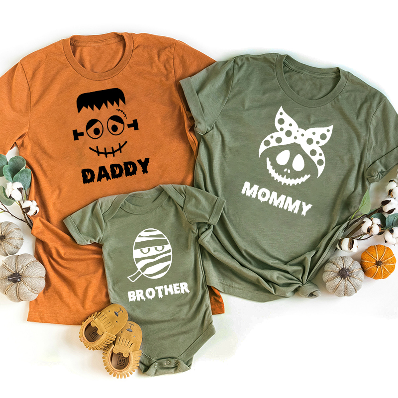 Halloween Ghost Faces Family Matching T-Shirts
