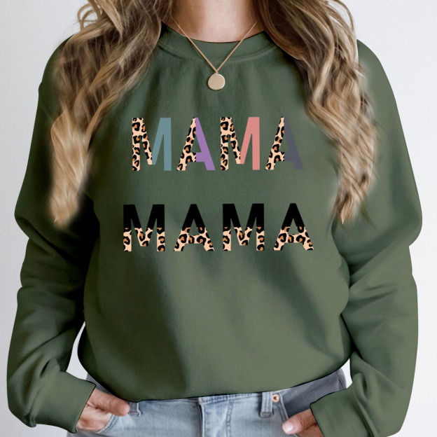 Mama Half Leopard Print Sweatshirt