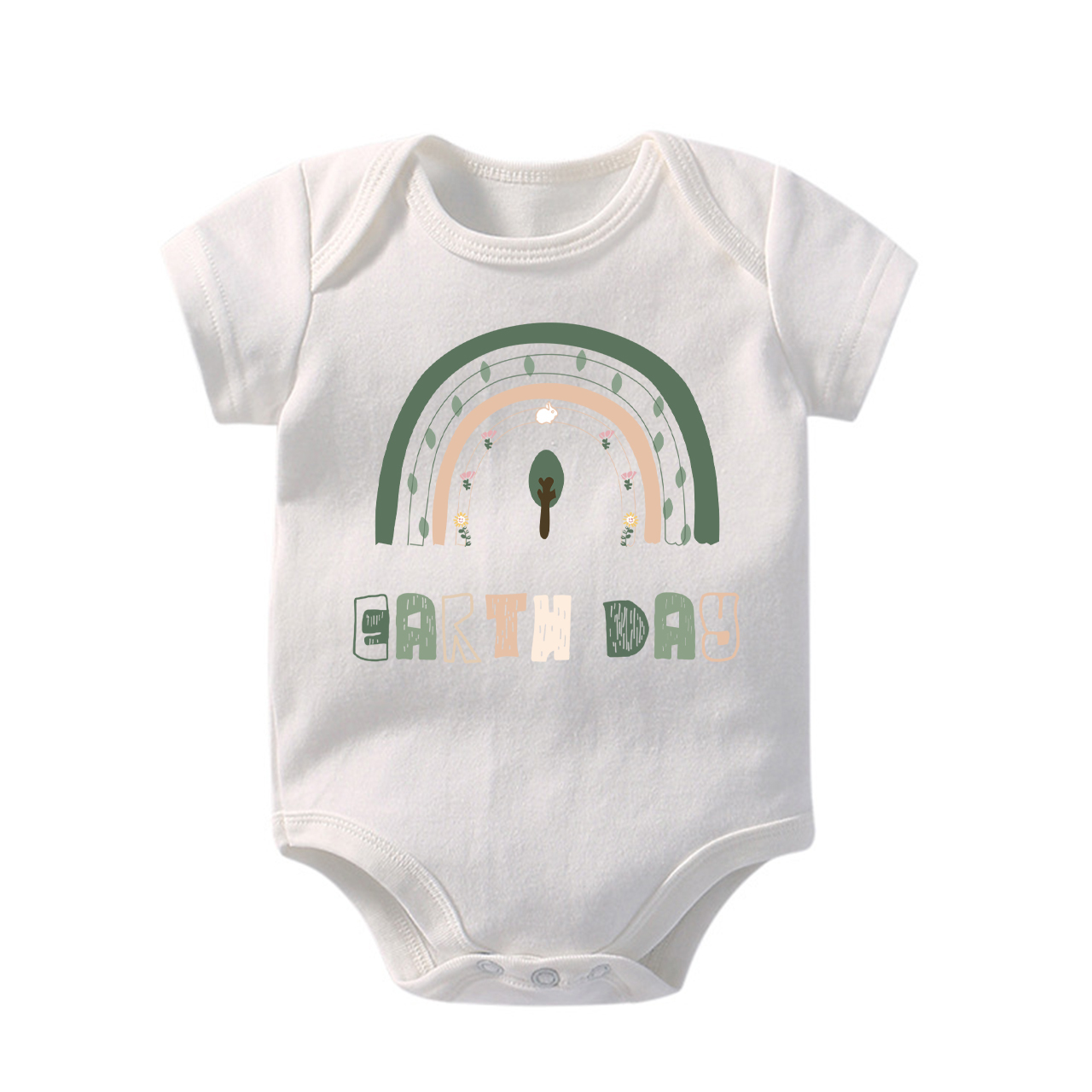 Rainbow Retro Wavy Text Love Earth Bodysuit For Baby