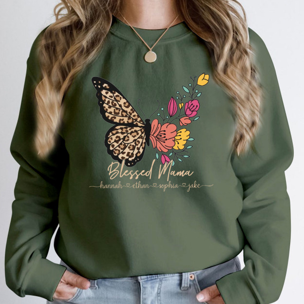 Personalized Kids Name Blessed Mama Sweatshirt For Mom