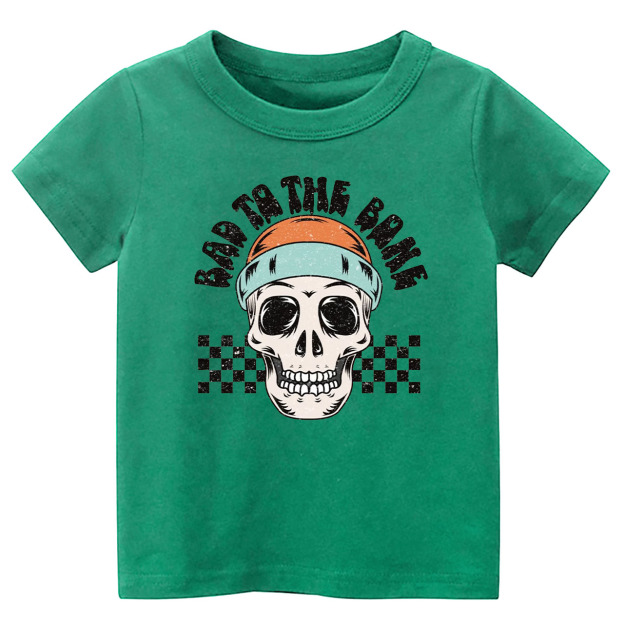Bad To The Bone Skull Halloween Toddler Shirt